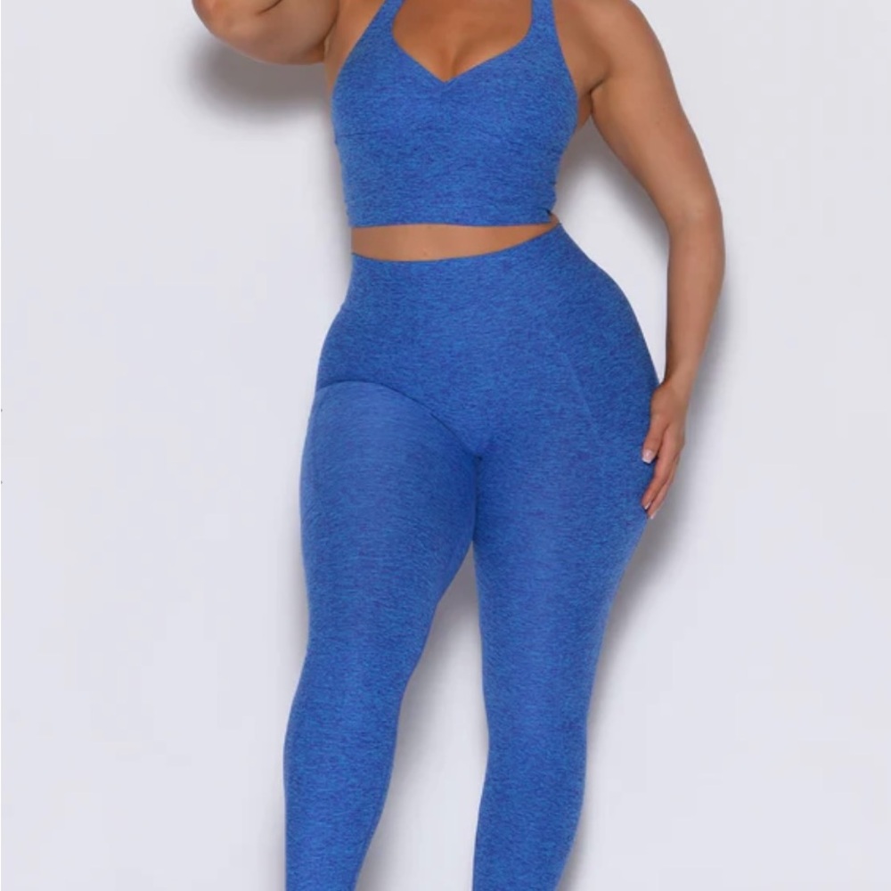 Bombshell Sportswear V Back Leggings Neon Blue Rave Medium